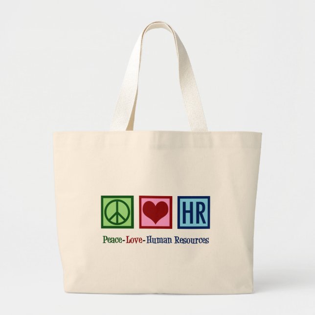 Grand Tote Bag Peace Love Ressources humaines RH (Devant)