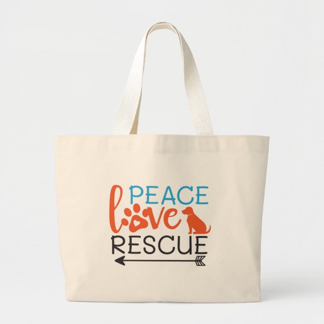 Grand Tote Bag Peace Love Secourt Chiens (Devant)