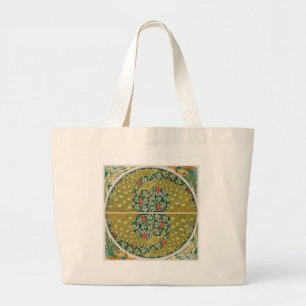 Grand Tote Bag Peacock Art Nouveau Style rond design complexe