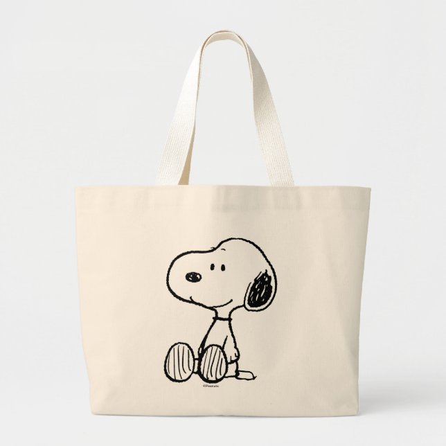 Grand Tote Bag PEANUTS | Snoopy on Black White Comics (Devant)