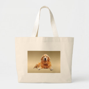 Grand Tote Bag Peinture à l'aquarelle d'un chien Labrador noir