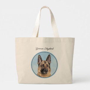 Grand Tote Bag Peinture berger allemande Tan mignonne Art chien o