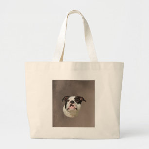 Grand Tote Bag Peinture couleur d'eau Bulldog