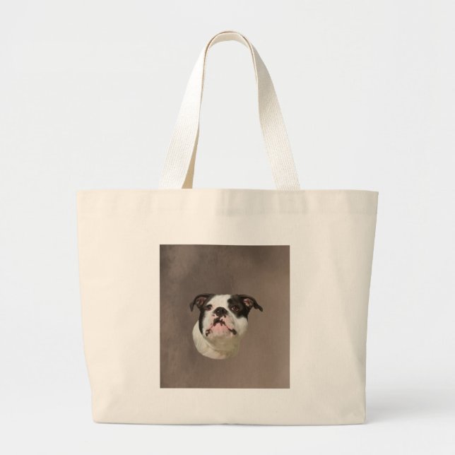 Grand Tote Bag Peinture couleur d'eau Bulldog (Devant)