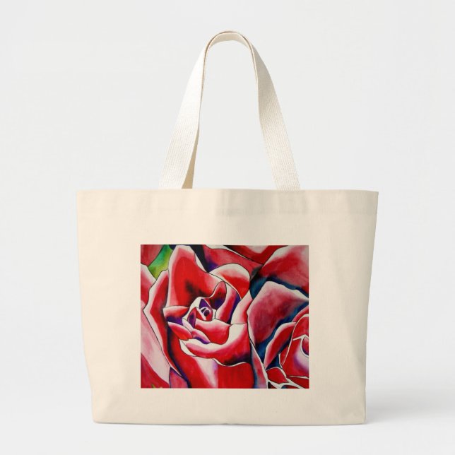 Grand Tote Bag Peinture d'aquarelle rose Roses (Devant)