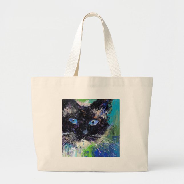 Grand Tote Bag Peinture de chat de Ragdoll (Devant)