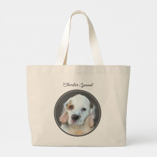 Grand Tote Bag Peinture de Chien d'Art original de Peinture de Ch