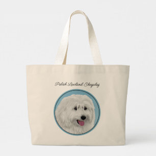 Grand Tote Bag Peinture de chien des lowland polonais art origina