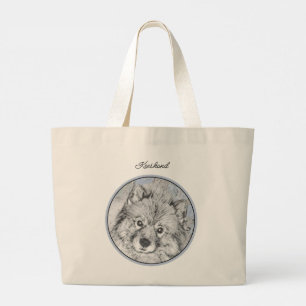 Grand Tote Bag Peinture de Keeshond Kees Mignon Art Original de C