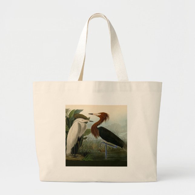Grand Tote Bag Peinture de la faune d'Audubon Heron violet (Devant)