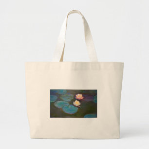 Grand Tote Bag Peinture de nénuphars d'étang de Monet