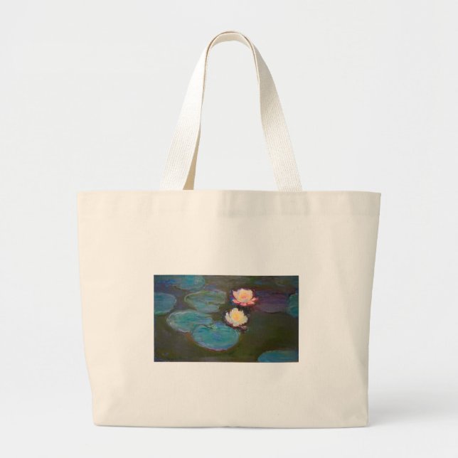 Grand Tote Bag Peinture de nénuphars d'étang de Monet (Devant)