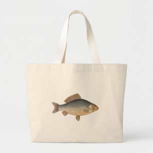 Grand Tote Bag peinture de pêche de carpe dessin d'eau douce