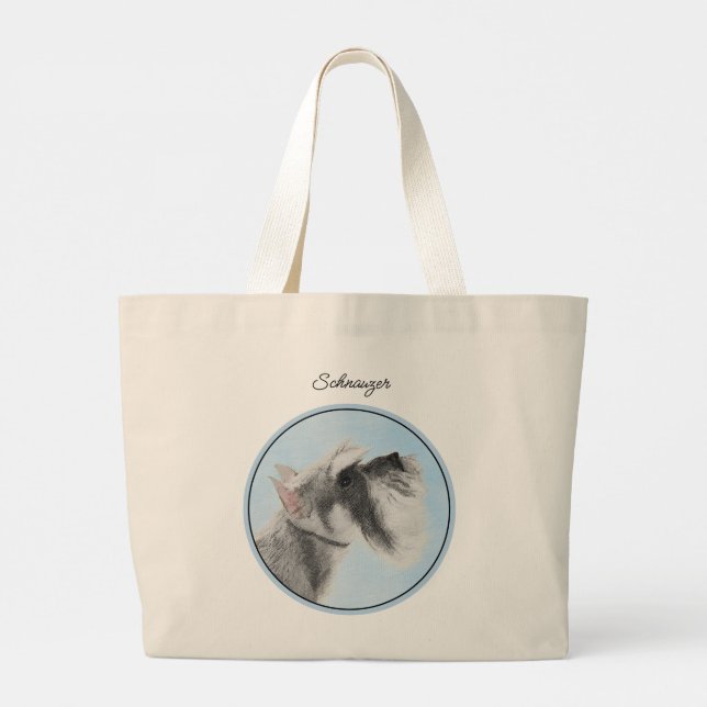 Grand Tote Bag Peinture de Schnauzer Géant Standard Recadré Art d (Dos)
