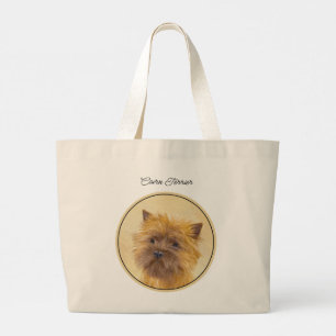Grand Tote Bag Peinture de Terrier Cairn Chiot Original Art Chien