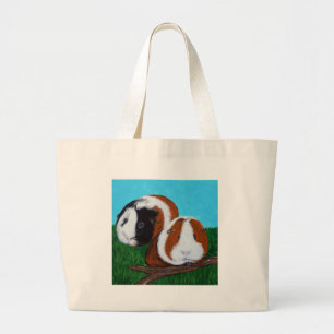Grand Tote Bag Peinture des cochons de Guinée