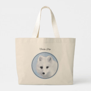 Grand Tote Bag Peinture d'hiver de Fox Arctique Art original de l