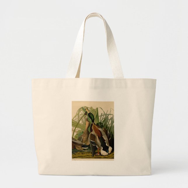 Grand Tote Bag Peinture d'oiseaux de Mallard Duck Audubon (Devant)