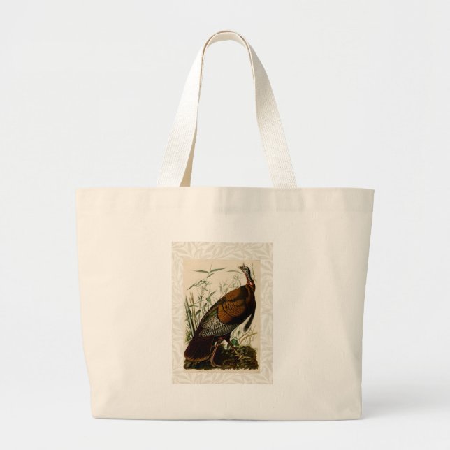 Grand Tote Bag Peinture d'oiseaux sauvages de Turquie Audubon (Devant)