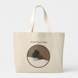 Grand Tote Bag Peinture hivernale Junco foncée Art original