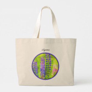 Grand Tote Bag Peinture Lupine Art Fleur sauvage original
