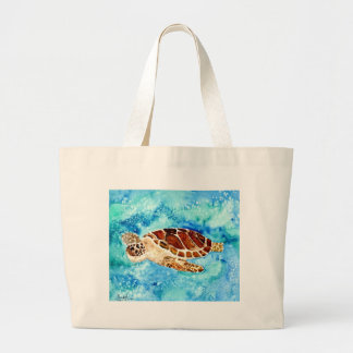 Grand Tote Bag peinture marine d'aquarelle de vie marine de