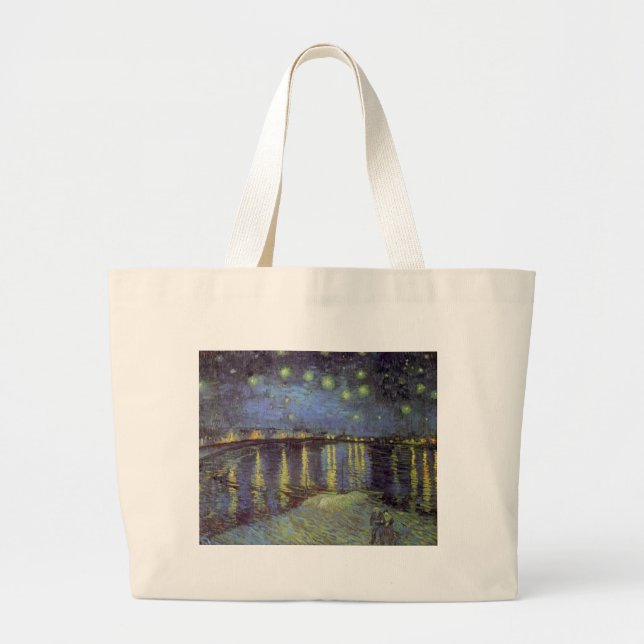 Grand Tote Bag Peinture nocturne étoilée de Van Gogh (Devant)
