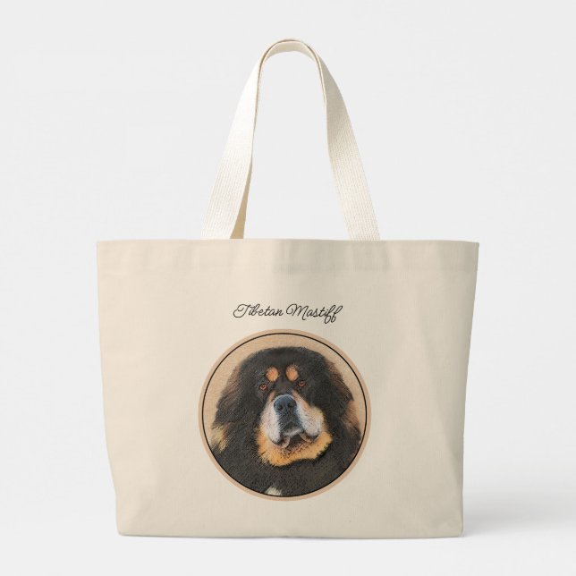 Grand Tote Bag Peinture tibétaine Mastiff art de chien animal de  (Dos)