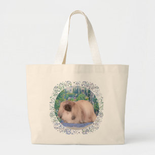 Grand Tote Bag Pékinois dans un jardin fleuri