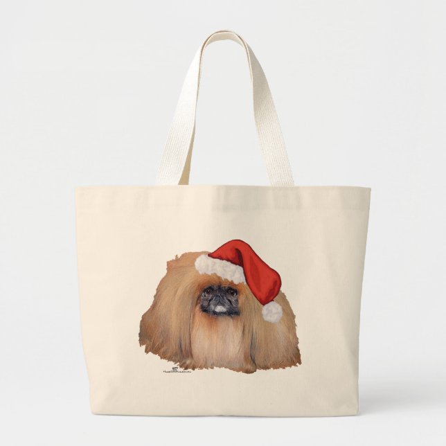 Grand Tote Bag Pékinois du Père Noël (Devant)