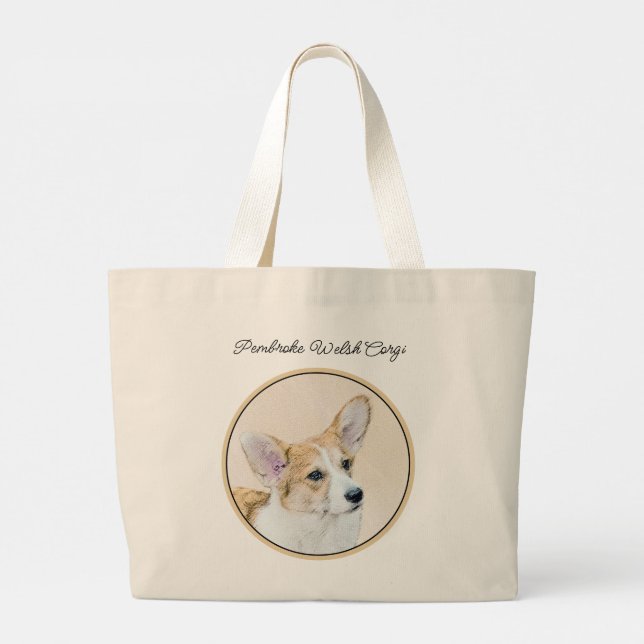 Grand Tote Bag Pembroke Welsh Corgi Peinture Rouge Original Chien (Dos)