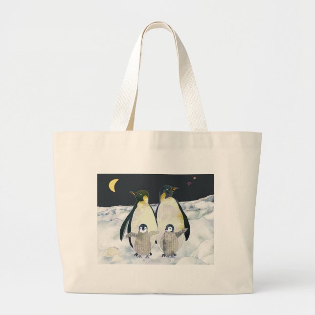 Grand Tote Bag Penguins empereurs de l'Antarctique (Devant)