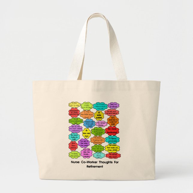 Grand Tote Bag Pensées retirées drôles de collègue de cadeaux (Devant)