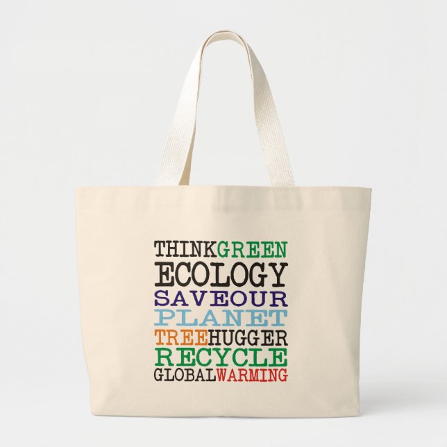 Grand Tote Bag Pensez les produits verts et les conceptions (Devant)