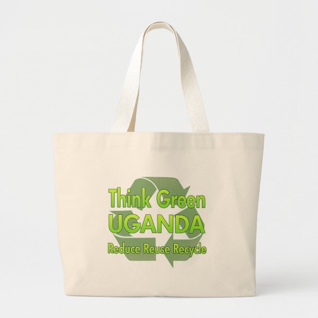 Grand Tote Bag Pensez l'Ouganda vert (Devant)