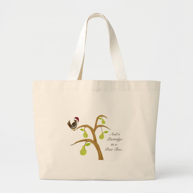 Grand Tote Bag Perdrix dans un poirier (Devant)