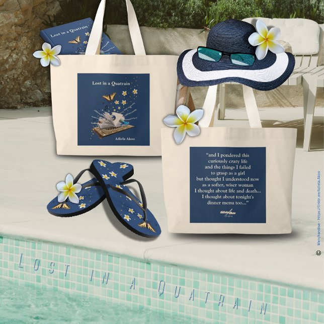 Grand Tote Bag Perdu dans un Jumbo Fourre-tout quasi ferroviaire  (Lost in a Quatrain Poetry Memoir, Tote & Flip Flops by Adiela Akoo - a gr8t gift combo. GET it now!)