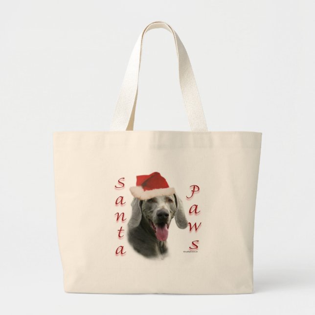 Grand Tote Bag Père Noël Paws de Weimaraner (Devant)