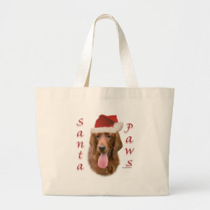 Grand Tote Bag Père Noël Paws, Setter irlandais