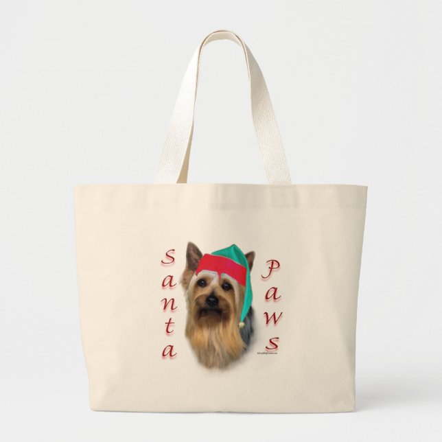 Grand Tote Bag Père Noël Paws Silky Terrier (Devant)