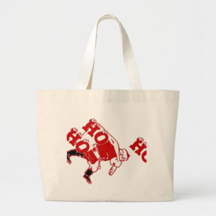 Grand Tote Bag Père Noël rouge et blanc Marcher Ho Ho Art Imprime