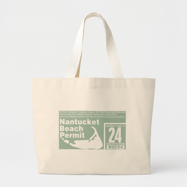 Grand Tote Bag Permis de plage Nantucket 2024 vert (Devant)