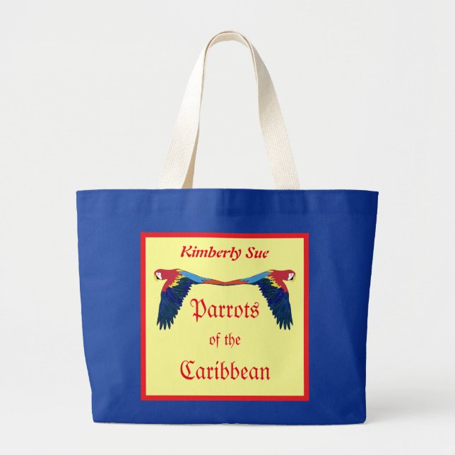 Grand Tote Bag Perroquets de l'humoristique des Caraïbes (Devant)