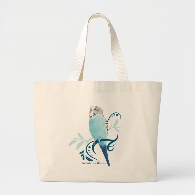 Grand Tote Bag Perruche bleue (Devant)