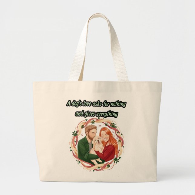 Grand Tote Bag Personalized dog lover  (Devant)