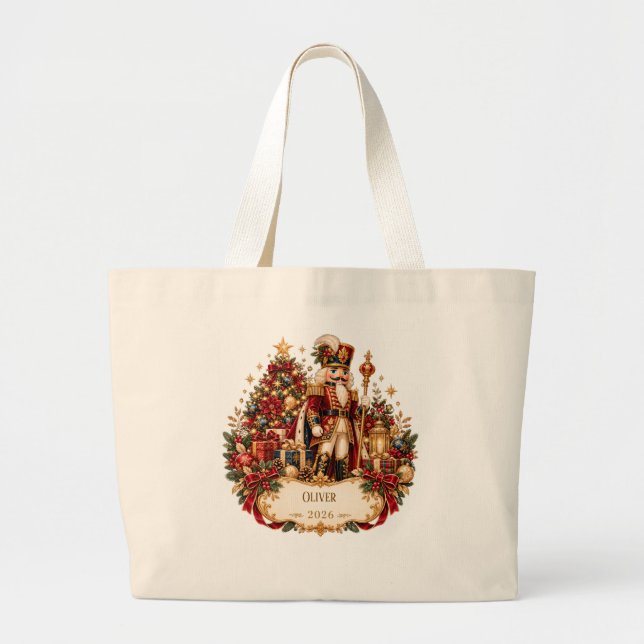 Grand Tote Bag Personalized Nutcracker Christmas Blanket with Nam (Devant)