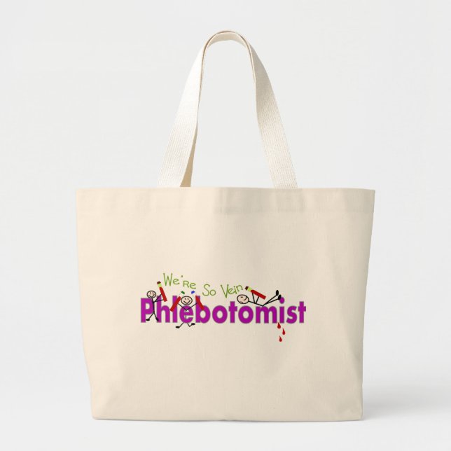 Grand Tote Bag Personnages en allumettes de veine de Phlebotomist (Devant)