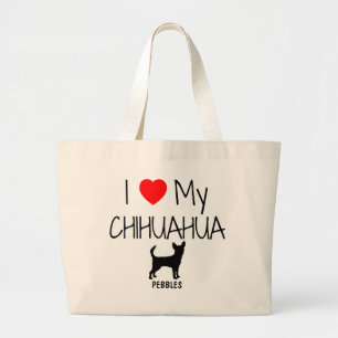 Grand Tote Bag Personnalisé J'Aime Mon Chihuahua