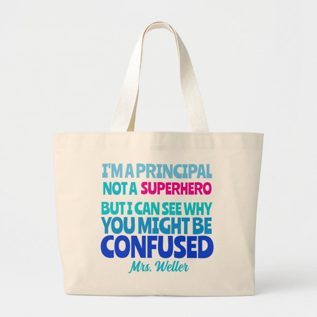 Grand Tote Bag Personnalisé Principal Funny Pas un SUPERHERO (Devant)