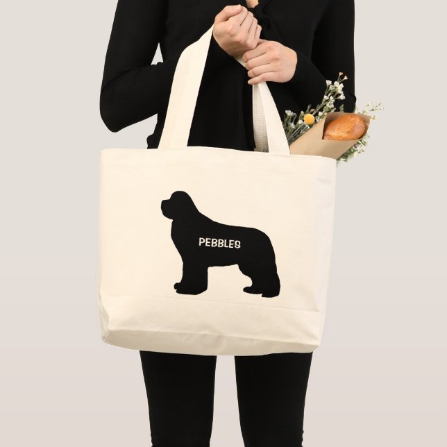 Grand Tote Bag PERSONNALISÉ Terre-Neuve Séleveurs de chiens Silho (Devant (produit))